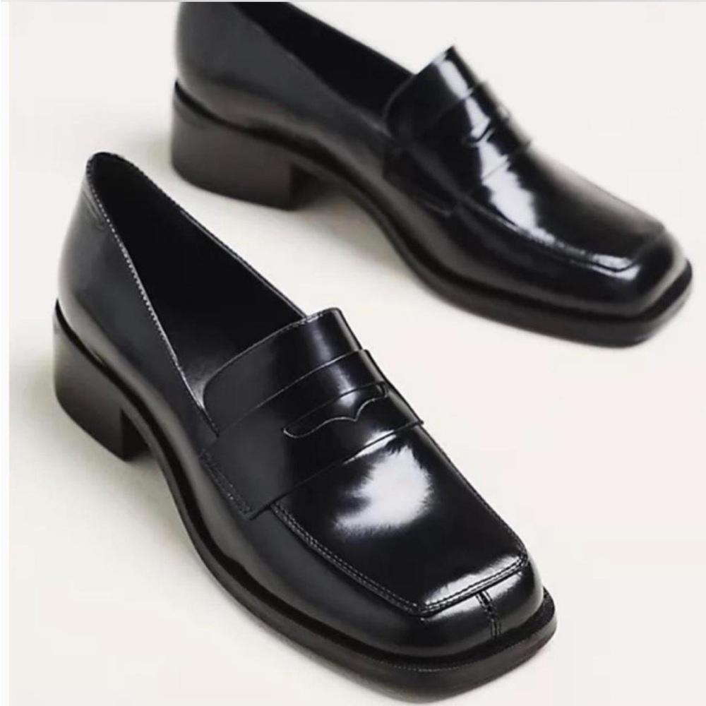 Maeve Black Patent Leather Penny Loafers